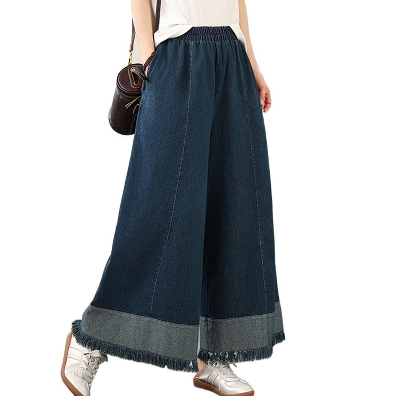Pantaloni a gamba larga da donna con tasche e design vintage con nappa effetto consumato Buddha Stones Spring