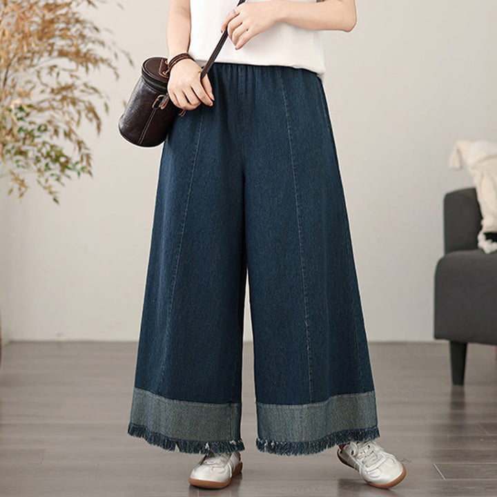 Pantaloni a gamba larga da donna con tasche e design vintage con nappa effetto consumato Buddha Stones Spring