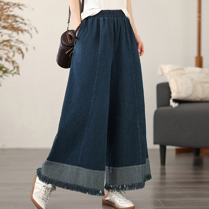 Pantaloni a gamba larga da donna con tasche e design vintage con nappa effetto consumato Buddha Stones Spring