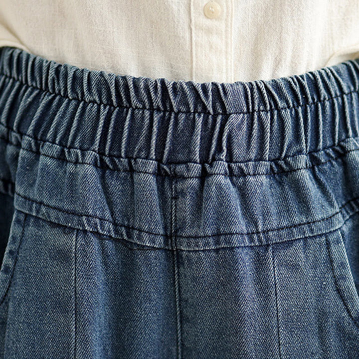Pantaloni a gamba larga con tasche e vita alta da donna, modello Buddha Stones Fall Vintage Distressed Design