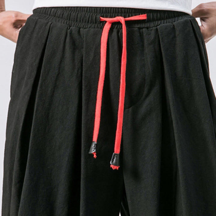 Pantaloni sportivi casual da uomo Buddha Stones in cotone tinta unita con coulisse e tasche - image 11
