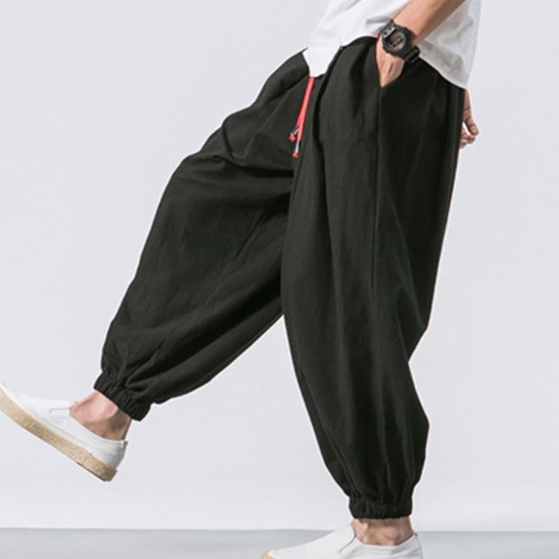Pantaloni sportivi casual da uomo Buddha Stones in cotone tinta unita con coulisse e tasche - image 10