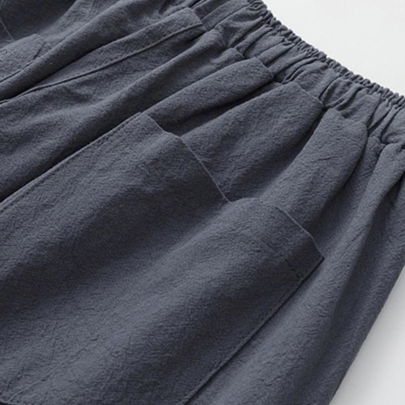 Set di 2 pezzi estivi Buddha Stones , maglietta a maniche corte, pantaloni lunghi 7-8, tuta in lino e cotone, per meditazione da uomo, con tasche - image 8