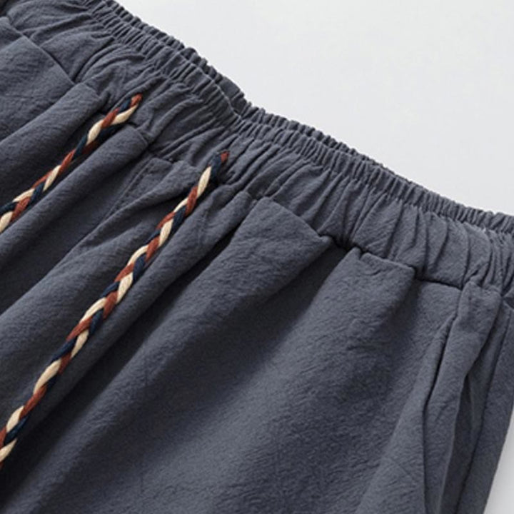 Set di 2 pezzi estivi Buddha Stones, maglietta girocollo con coulisse, pantaloni lunghi 7-8, tuta da meditazione in lino e cotone, da uomo, con tasche