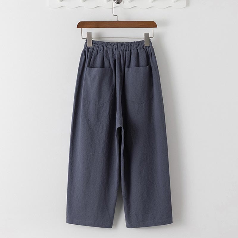 Set di 2 pezzi estivi Buddha Stones, maglietta girocollo con coulisse, pantaloni lunghi 7-8, tuta da meditazione in lino e cotone, da uomo, con tasche