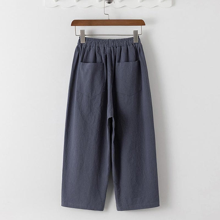 Set di 2 pezzi estivi Buddha Stones, maglietta girocollo con coulisse, pantaloni lunghi 7-8, tuta da meditazione in lino e cotone, da uomo, con tasche