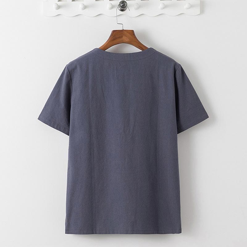 Set di 2 pezzi estivi Buddha Stones , maglietta a maniche corte, pantaloni lunghi 7-8, tuta in lino e cotone, per meditazione da uomo, con tasche - image 2