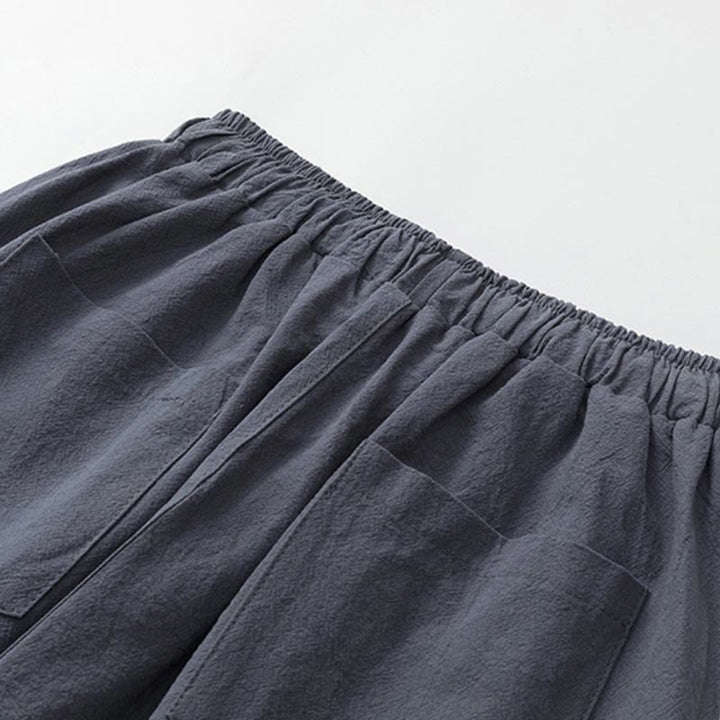 Set di 2 pezzi estivi Buddha Stones , maglietta a maniche corte, pantaloni lunghi 7-8, tuta in lino e cotone, per meditazione da uomo, con tasche - image 7