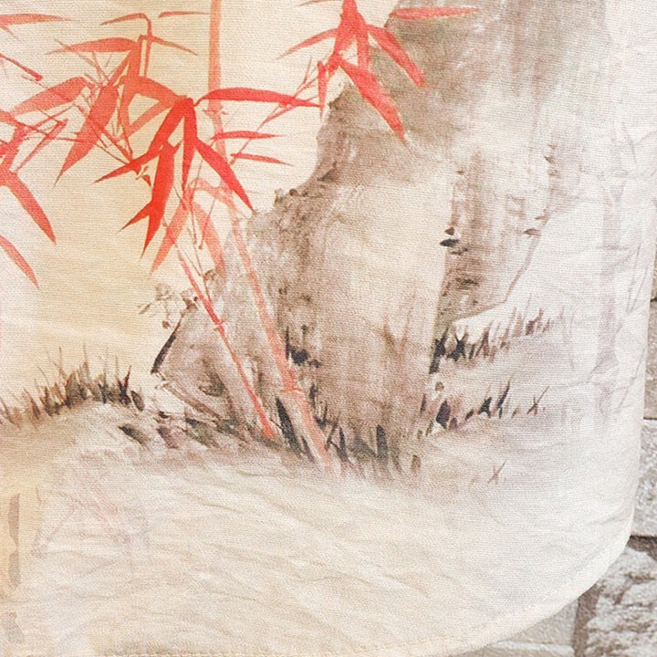 Camicia da uomo con giacca, manica corta, motivo a farfalla in bambù estivo con Buddha Stones - image 5