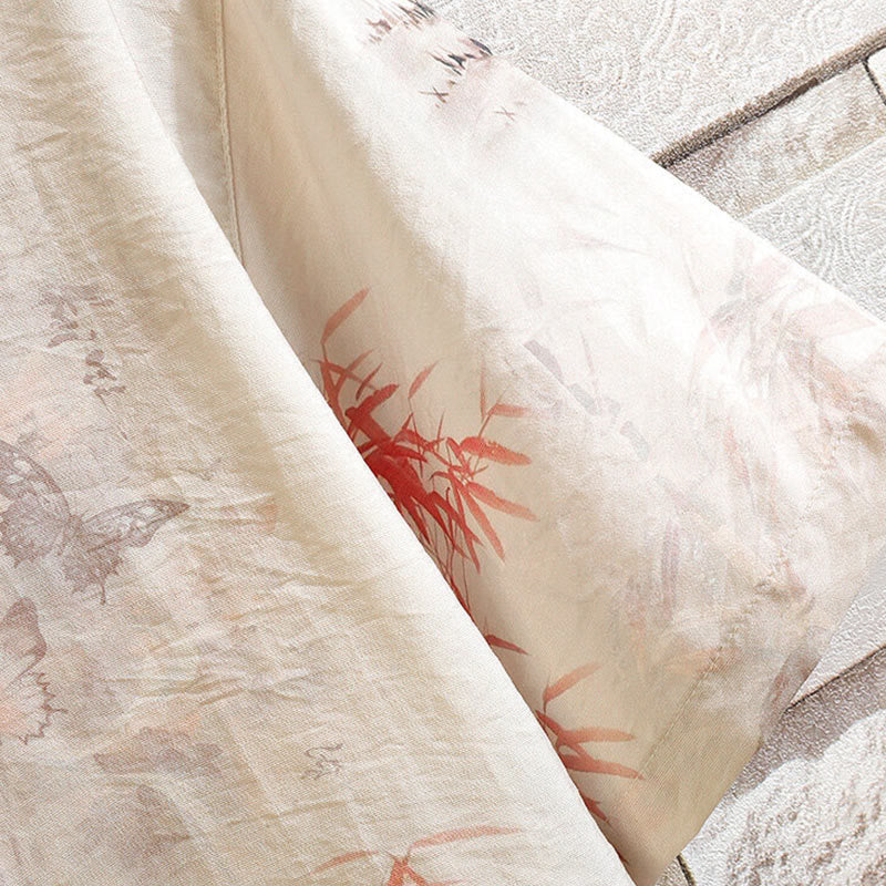 Camicia da uomo con giacca, manica corta, motivo a farfalla in bambù estivo con Buddha Stones - image 6