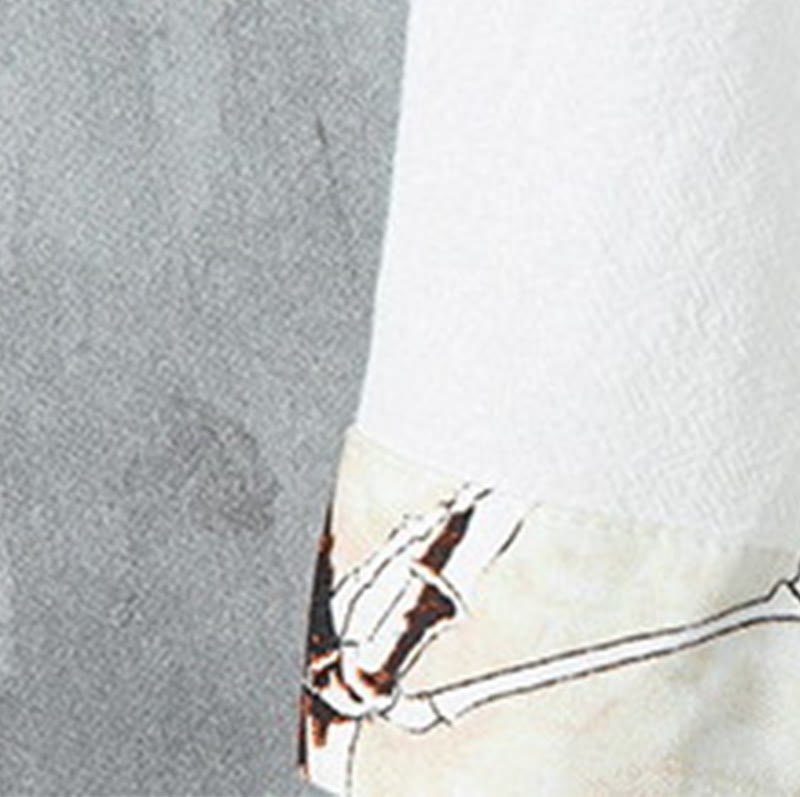 Giacca da uomo in cotone e lino con motivo patchwork a mezza manica con bottoni a forma di rana Buddha Stones - image 8