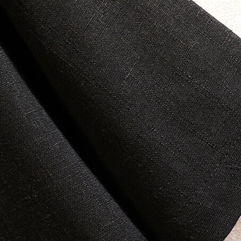 Camicia da uomo in cotone e lino a maniche corte con bottoni, tinta unita, stile estivo cinese Buddha Stones