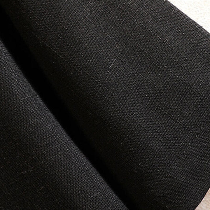 Camicia da uomo in cotone e lino a maniche corte con bottoni, tinta unita, stile estivo cinese Buddha Stones
