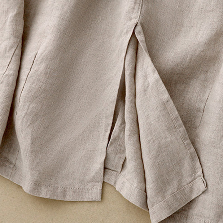 Gonna da donna in lino e cotone con tasche, stile vintage casual, stile Buddha Stones, con spacchi laterali elasticizzati - image 6