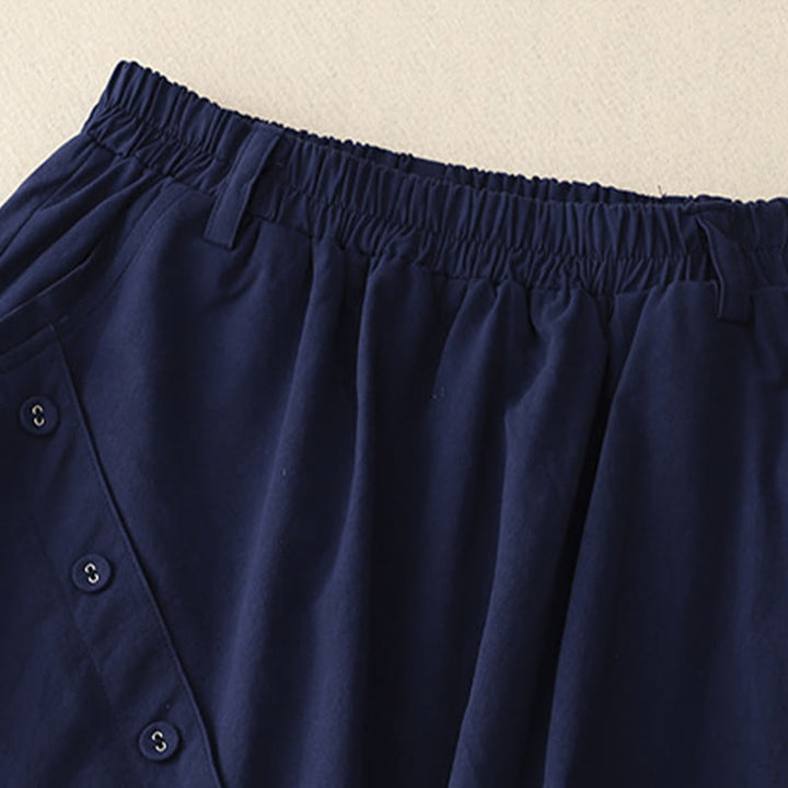 Gonna da donna in cotone con tasche, casual, semplice e asimmetrica, con bottoni, motivo Buddha Stones - image 4