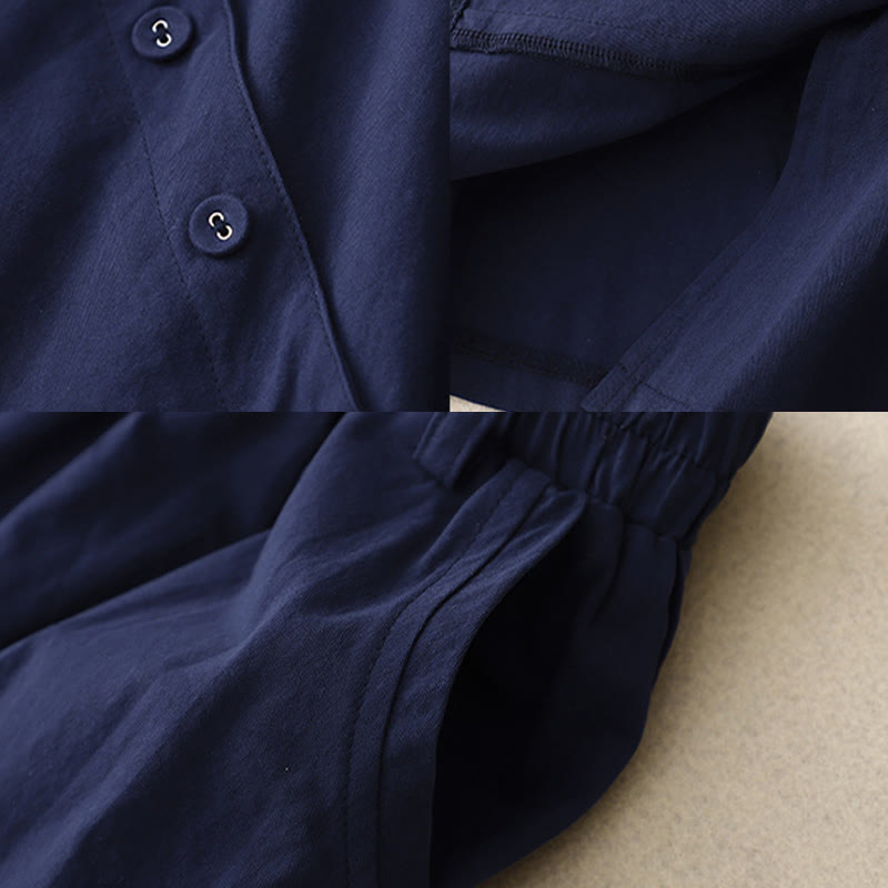 Gonna da donna in cotone con tasche, casual, semplice e asimmetrica, con bottoni, motivo Buddha Stones - image 5