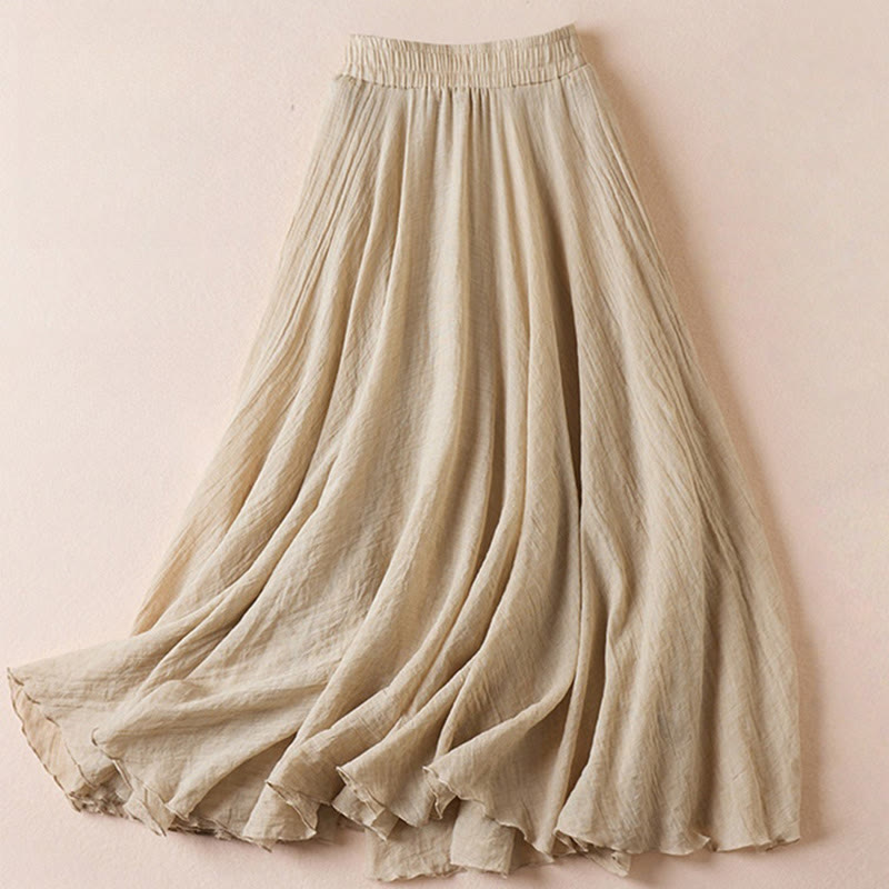 Gonna da donna in cotone a vita alta, casual, vintage, colore puro, Buddha Stones - image 2