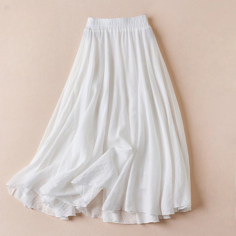 Gonna da donna a vita alta, stile vintage casual, tinta unita, con motivo Buddha Stones. - Bianco - US4, UK/AU8, EU36 (L) - image 25