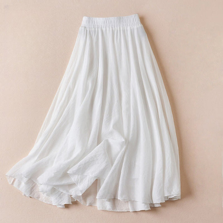 Gonna da donna a vita alta, stile vintage casual, tinta unita, con motivo Buddha Stones. - Bianco - US4, UK/AU8, EU36 (L) - image 25