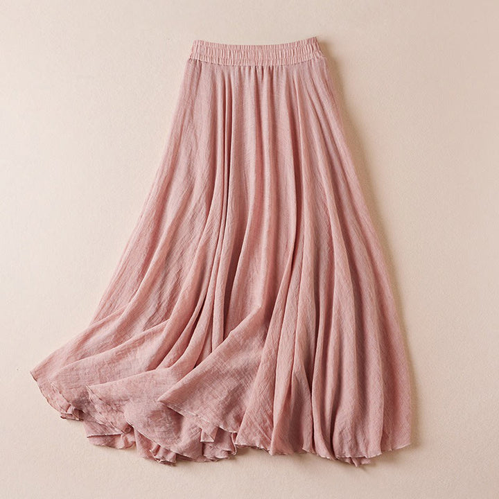 Gonna da donna in cotone a vita alta, casual, vintage, colore puro, Buddha Stones - Rosa chiaro - US4, UK/AU8, EU36 (L) - image 7