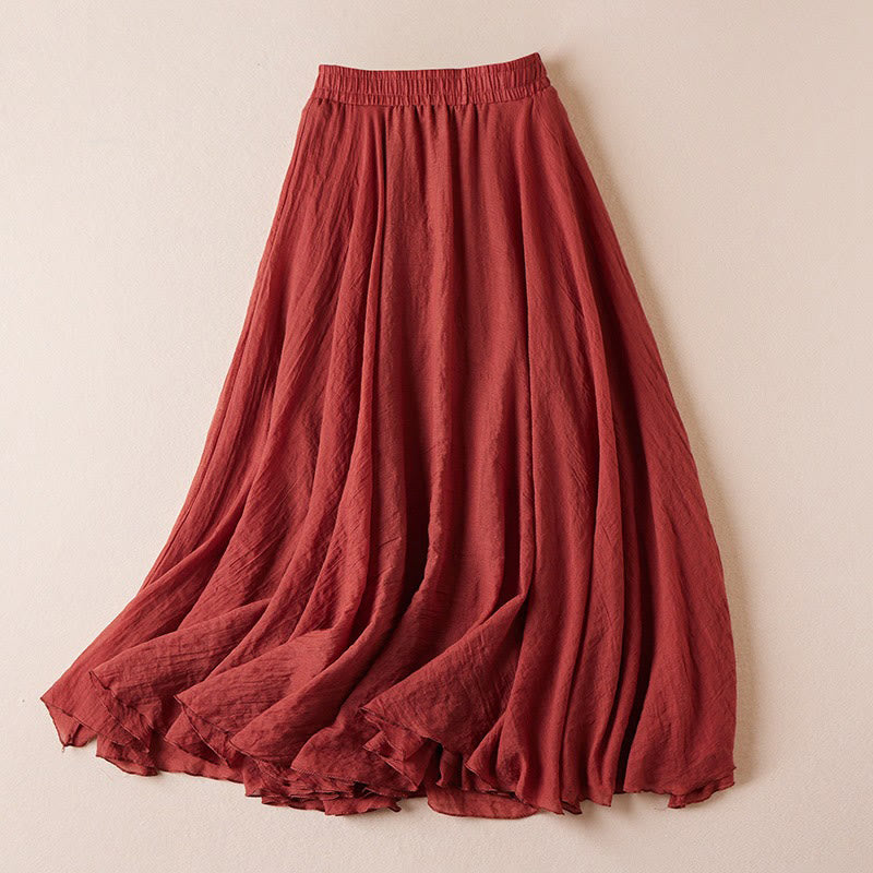 Gonna da donna in cotone a vita alta, casual, vintage, colore puro, Buddha Stones - Mattoni refrattari - US4, UK/AU8, EU36 (L) - image 17