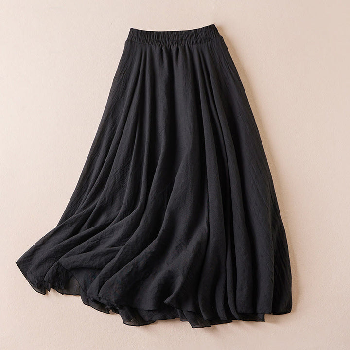 Gonna da donna in cotone a vita alta, casual, vintage, colore puro, Buddha Stones - Nero - US4, UK/AU8, EU36 (L) - image 21