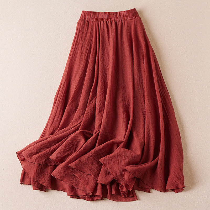 Gonna da donna in cotone a vita alta, casual, vintage, colore puro, Buddha Stones - image 18