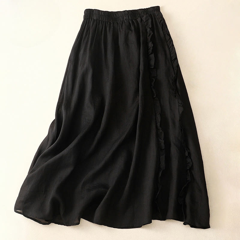 Gonna da donna in cotone con motivo a balze estive Buddha Stones - Nero - US8-10, UK/AU12-14, EU40-42 (2XL) - image 10