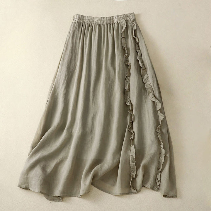 Gonna da donna in cotone con motivo a balze estive Buddha Stones - DarkSeaGreen - US8-10, UK/AU12-14, EU40-42 (2XL) - image 4