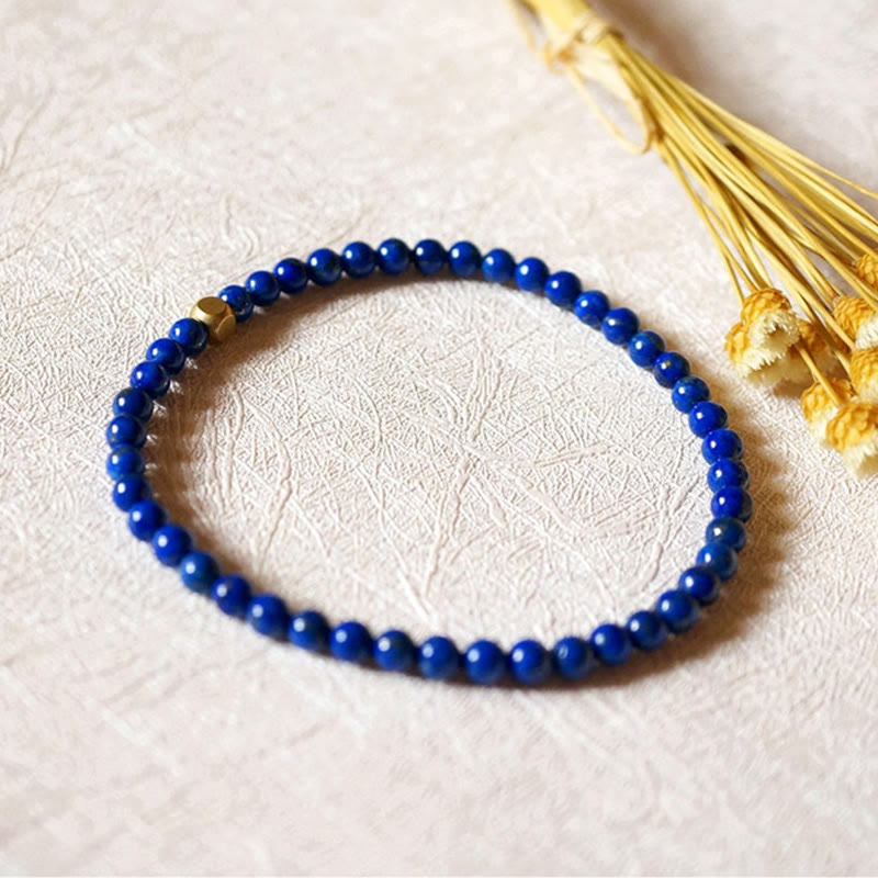 Bracciale Buddha Stones da 4 mm con perline di lapislazzuli e lazurite ultrasottili per la cura della persona - image 15