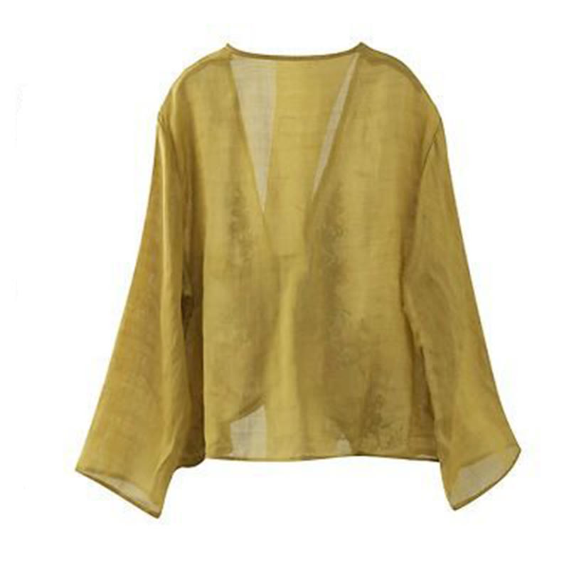 Giacca cardigan aperta sul davanti a maniche lunghe con petali ricamati casual Buddha Stones