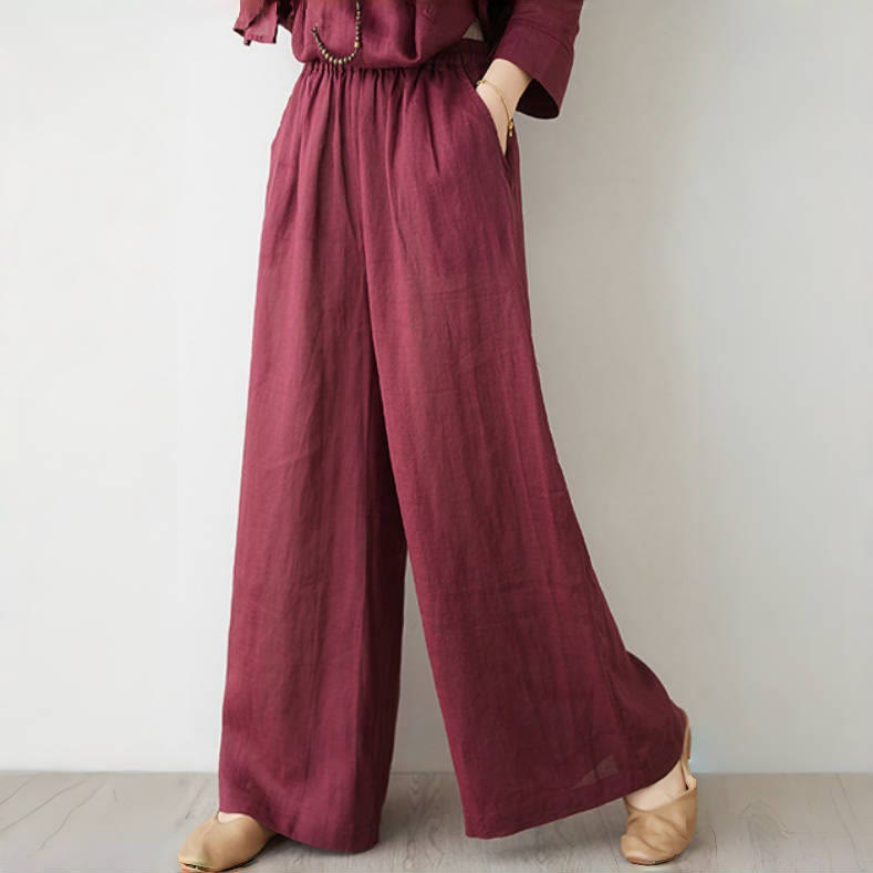Set da donna in cotone e lino con camicia e pantaloni a maniche a tre quarti, motivo: Buddha Stones , 2 pezzi - image 6