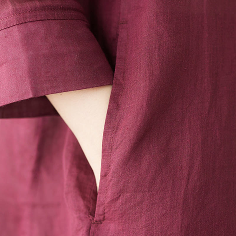 Set da donna in cotone e lino con camicia e pantaloni a maniche a tre quarti, motivo: Buddha Stones , 2 pezzi