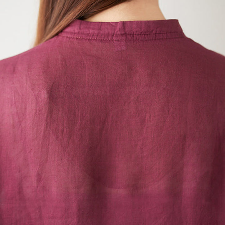 Set da donna in cotone e lino con camicia e pantaloni a maniche a tre quarti, motivo: Buddha Stones , 2 pezzi