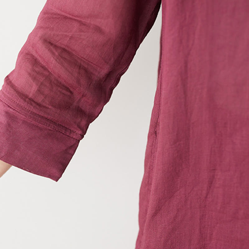 Set da donna in cotone e lino con camicia e pantaloni a maniche a tre quarti, motivo: Buddha Stones , 2 pezzi
