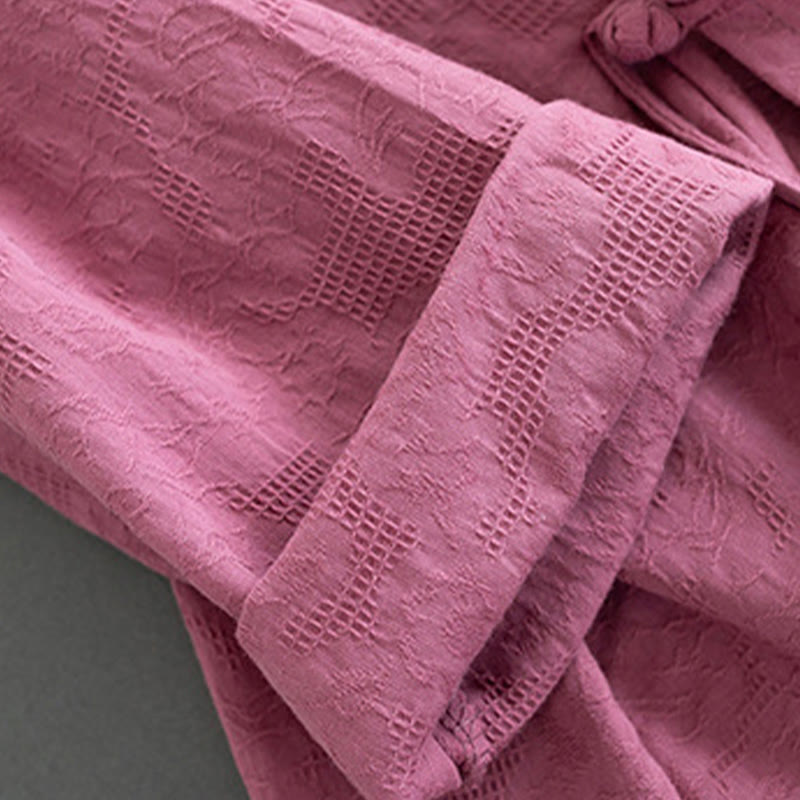 Camicia da donna in cotone e lino Zen, casual, a maniche lunghe, tinta unita, con bottoni e rana, motivo Buddha Stones - image 18