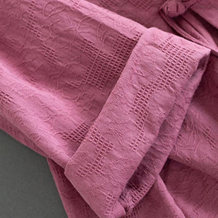 Camicia da donna in cotone e lino Zen, casual, a maniche lunghe, tinta unita, con bottoni e rana, motivo Buddha Stones - image 18