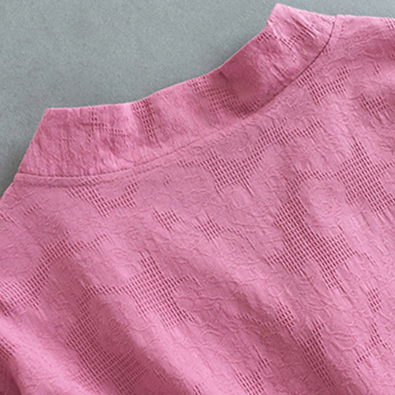 Camicia da donna in cotone e lino Zen, casual, a maniche lunghe, tinta unita, con bottoni e rana, motivo Buddha Stones - image 14