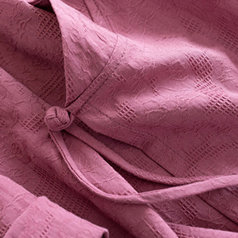 Camicia da donna in cotone e lino Zen, casual, a maniche lunghe, tinta unita, con bottoni e rana, motivo Buddha Stones - image 17