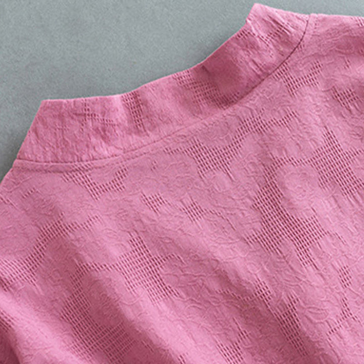 Camicia da donna in cotone e lino Zen, casual, a maniche lunghe, tinta unita, con bottoni e rana, motivo Buddha Stones - image 14