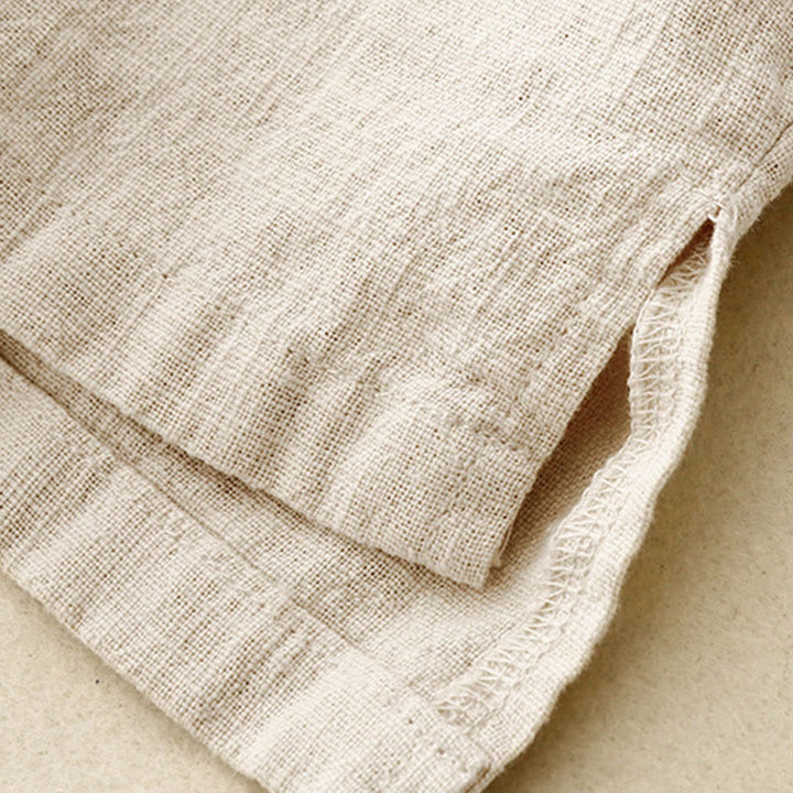 T-shirt casual da donna in cotone e lino con maniche corte e scollo a giro, motivo Buddha Stones, tinta unita - image 9