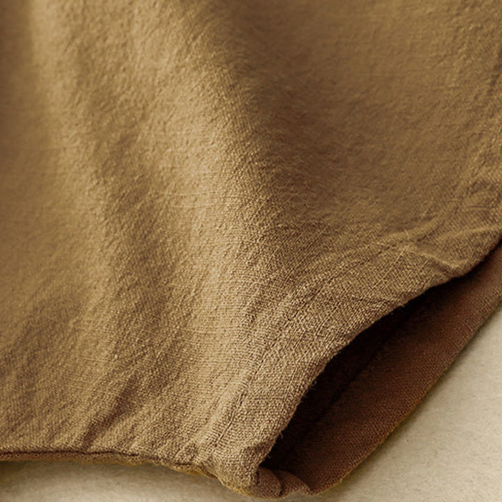 T-shirt casual da donna in cotone e lino con maniche corte e scollo a giro, motivo Buddha Stones, tinta unita - image 16