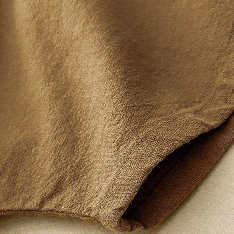 T-shirt casual da donna in cotone e lino con maniche corte e scollo a giro, motivo Buddha Stones, tinta unita - image 16