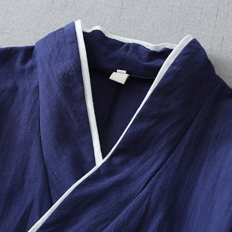 Camicia da donna in cotone e lino Zen con maniche a tre quarti, scollo a V, cuciture colorate casual, Buddha Stones - image 1