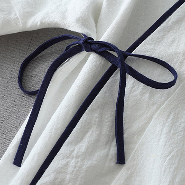 Camicia da donna in cotone e lino Zen con maniche a tre quarti, scollo a V, cuciture colorate casual, Buddha Stones - image 10