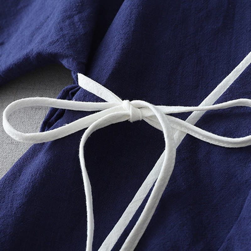 Camicia da donna in cotone e lino Zen con maniche a tre quarti, scollo a V, cuciture colorate casual, Buddha Stones - image 2