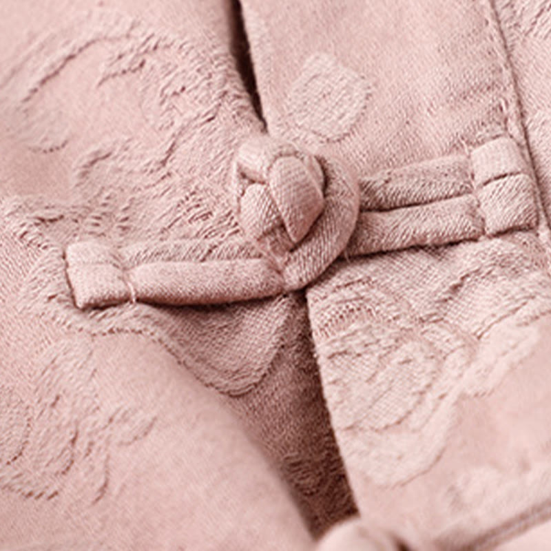 Camicia da donna in cotone a maniche lunghe con bottoni, motivo : Buddha Stones, fiori ricamati e rana d'erba - image 10