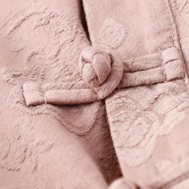 Camicia da donna in cotone a maniche lunghe con bottoni, motivo : Buddha Stones, fiori ricamati e rana d'erba - image 10