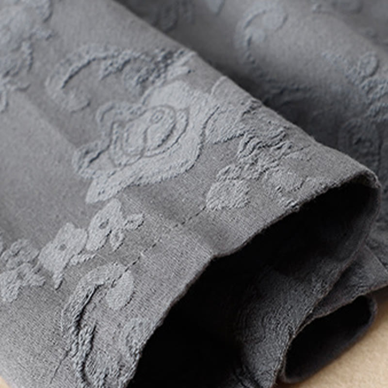 Camicia da donna in cotone a maniche lunghe con bottoni, motivo : Buddha Stones, fiori ricamati e rana d'erba - image 26