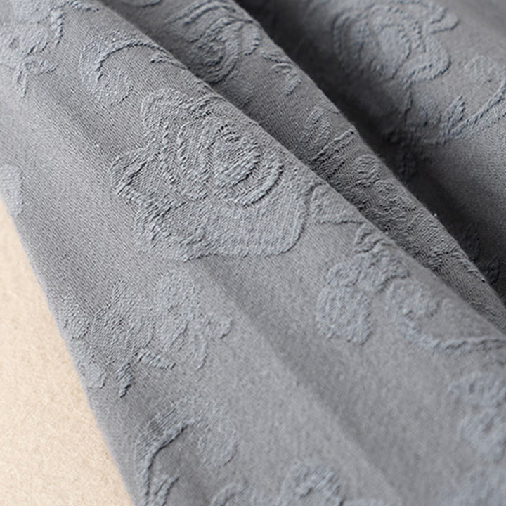 Camicia da donna in cotone a maniche lunghe con bottoni, motivo : Buddha Stones, fiori ricamati e rana d'erba - image 25